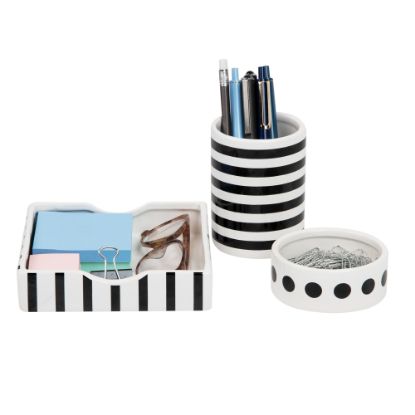 Picture of Mind Reader Ditto Collection 3-Piece Desktop Organization Set, Black/White