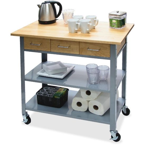 Picture of Vertiflex Countertop Serving Cart - Solid Wood - 34.3in Width x 19in Depth x 35.5in Height - Steel Frame - Assorted