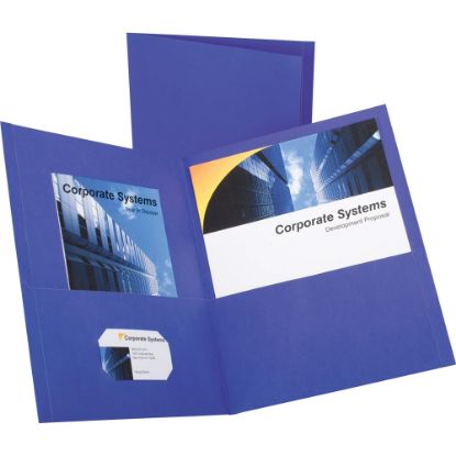 Picture of Oxford Letter Recycled Pocket Folder - 8 1/2in x 11in - 100 Sheet Capacity - 2 Inside Front & Back Pocket(s) - Leatherette - Purple - 10% Recycled - 25 / Box