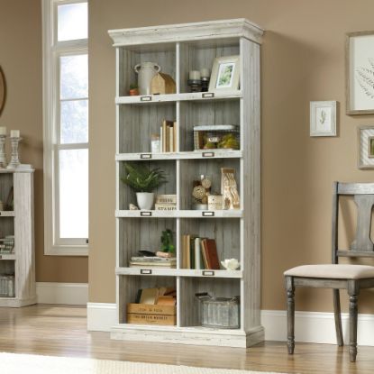 Picture of Sauder Barrister Lane Tall 10-Cube Bookcase, White Plank