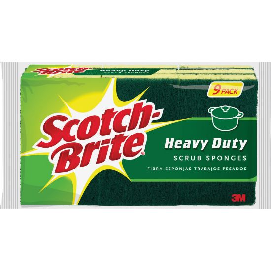 Picture of Scotch-Brite Heavy-Duty Scrub Sponges - 2.8in Height x 4.5in Width - 45/Carton - Yellow, Green