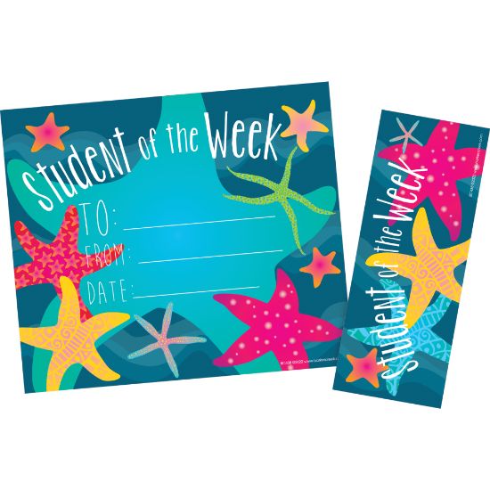 Picture of Barker Creek Kai Ola Awards & Bookmarks Set, Student of the Week, 8-1/2in x 5-1/2in, Set Of 30