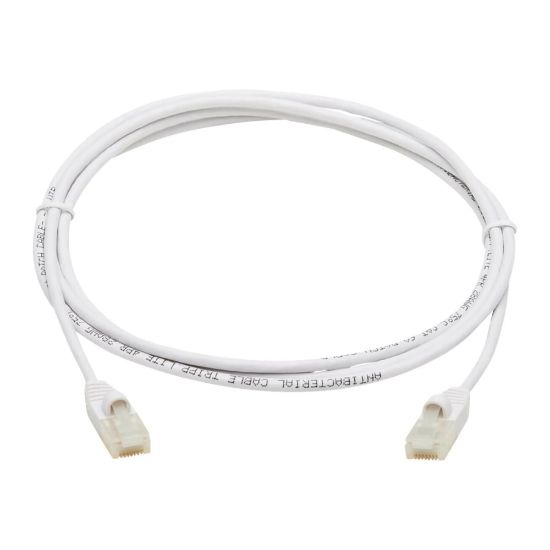 Picture of Tripp Lite Safe-IT Cat6a Ethernet Cable Antibacterial Snagless Slim M/M 5ft  - 10 Gbit/s - Gold Plated Contact - 28 AWG - White