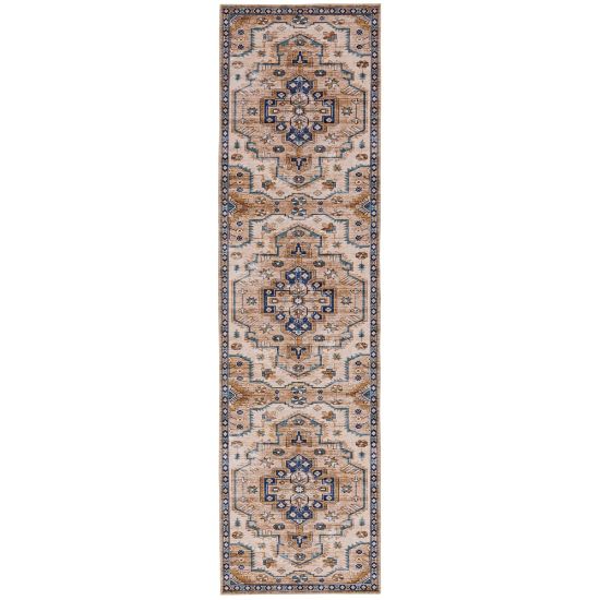 Picture of Linon Washable Area Rug, 2ft x 8ft, Charlotte Ivory/Gold