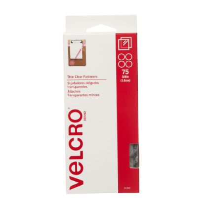 Picture of VELCRO Brand Self Stick Round Fasteners, Hook, Clear, 5/8in Diameter, Box Of 75