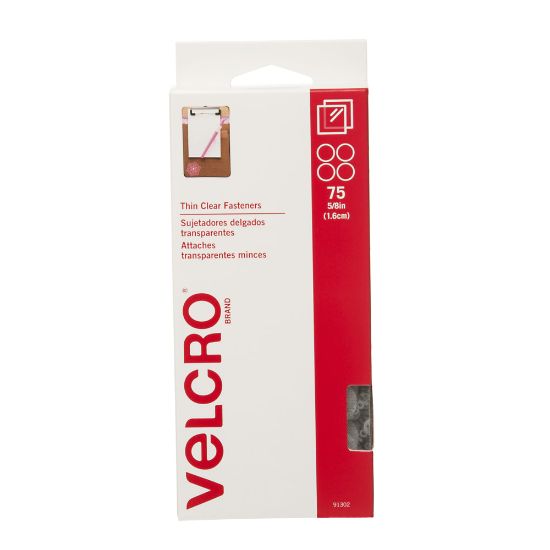 Picture of VELCRO Brand Self Stick Round Fasteners, Hook, Clear, 5/8in Diameter, Box Of 75