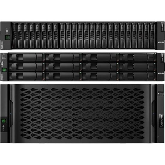 Picture of Lenovo DE240S Drive Enclosure - 12Gb/s SAS Host Interface - 2U Rack-mountable - 24 x HDD Supported - 24 x SSD Supported - 24 x Total Bay - 24 x 2.5in Bay