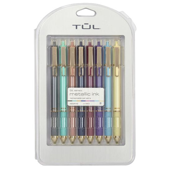 Picture of TUL GL Series  Retractable Gel Pens, Medium Point, 0.8 mm, Assorted Barrel Colors, Assorted Metallic Inks, Pack Of 8 Pens