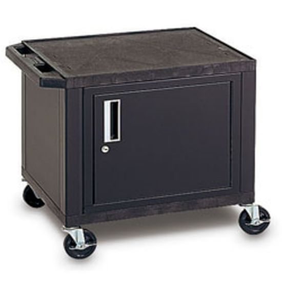 Picture of H. Wilson Plastic Utility Cart With Locking Cabinet, 26inH x 24inW x 18inD, Black