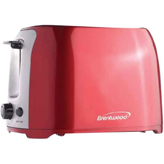 Picture of Brentwood 2 Slice Cool Touch Toaster ; Red and Stainless Steel - 800 W - Toast, Reheat, Browning - Red, Stainless Steel