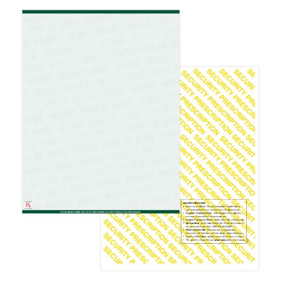 Picture of Medicaid-Compliant High-Security Perforated Laser Prescription Forms, Full Sheet, 1-Up, 8-1/2in x 11in, Green, Pack Of 2,500 Sheets