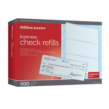 Picture of Office Depot Brand Standard Blue Business Check Refills, Box Of 900