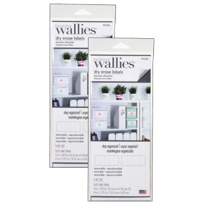 Picture of Wallies Dry-Erase Rectangle Labels, White, 9 Labels Per Set, Pack Of 2 Sets