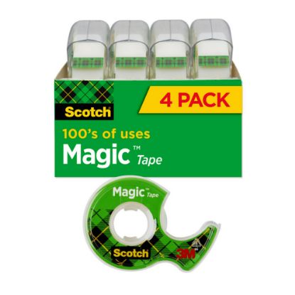 Picture of Scotch Magic Tape with Dispenser, Invisible, 3/4 in. x 300 in., 4 Tape Rolls, Clear, Home Office, Back to School Supplies and College Essentials for Students and Teachers