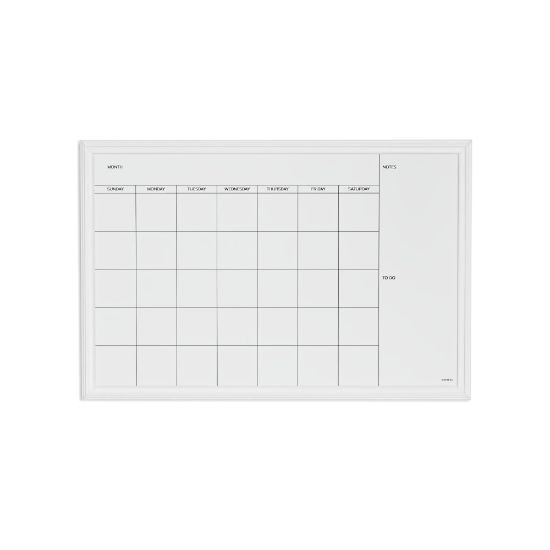 Picture of U Brands Magnetic Dry-Erase Monthly Calendar, 30in X 20in, White Decor Frame (2075U00-01)