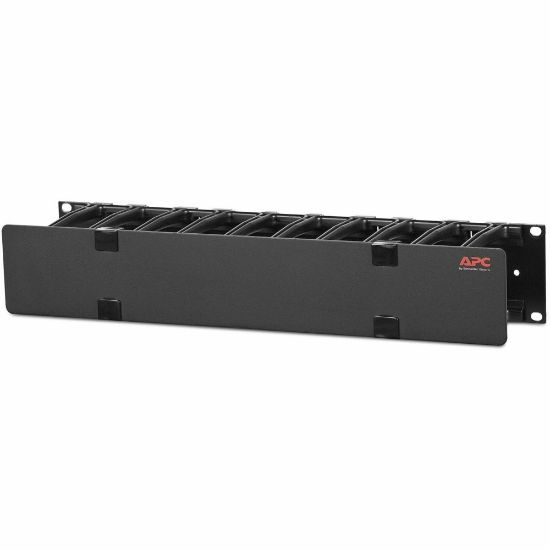 Picture of APC by Schneider Electric Horizontal Cable Manager, 2U x 4in Deep, Single-Sided with Cover - Cable Manager - Black - 2U Rack Height - 19in Panel Width - TAA Compliant