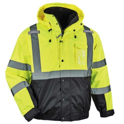 Picture of Ergodyne GloWear 8381 Type-R Class 3 Performance 3-In-1 Bomber Jacket, Small, Lime