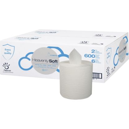 Picture of Cellysoft Stefco 600 Sheet Center Pull Dispenser Towels - 2 Ply - 7.60in x 8in - 600 Sheets/Roll - 8in Roll Diameter - White - Perforated, Center Pull, Absorbent, Strong, Hygienic, Center Pull - For Multipurpose - 6 / Carton