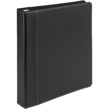 Picture of Samsill Contrast Stitch Bonded Leather Ring Binder, 1in Ring, 8 1/2in x 11in, Black