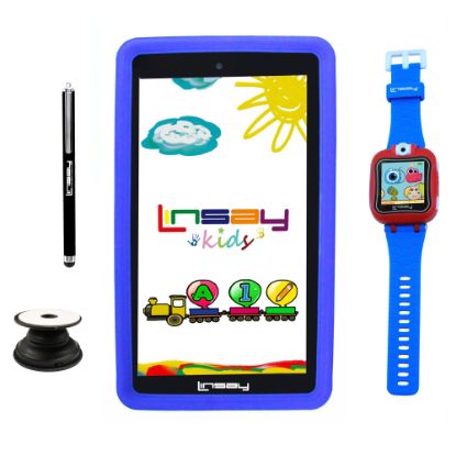 Picture of Linsay F7 Tablet, 7in Screen, 2GB Memory, 64GB Storage, Android 13, Kids Blue/Watch