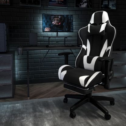 Picture of Flash Furniture X30 LeatherSoft Faux Leather Gaming Racing Chair, White/Black