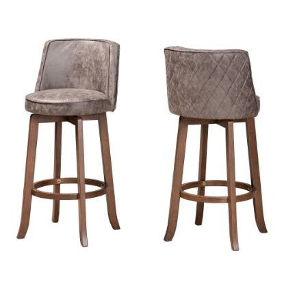 Picture of Baxton Studio Adams Bar Stools, Walnut Brown/Gray, Set Of 2 Stools