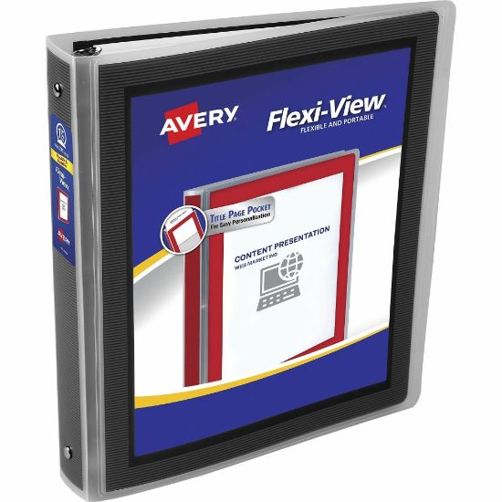 Picture of Avery Flexi-View 3-Ring Binder, 1 1/2in Round Rings, Black