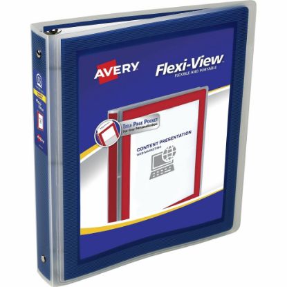 Picture of Avery Flexi-View 3-Ring Binder, 1 1/2in Round Rings, Navy