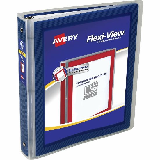 Picture of Avery Flexi-View 3-Ring Binder, 1 1/2in Round Rings, Navy