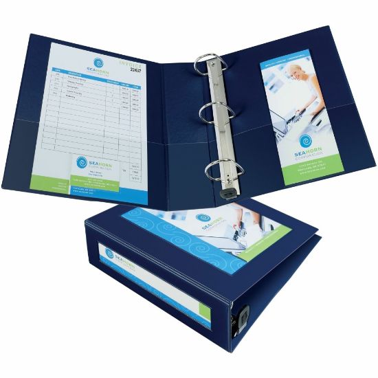 Picture of Avery Frame View Heavy-Duty 3-Ring Binder With Locking One-Touch EZD Rings, 3in D-Rings, Navy