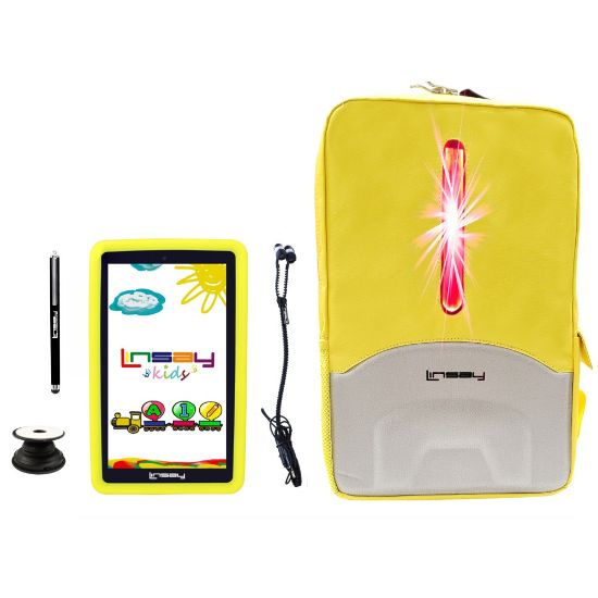 Picture of Linsay F7 Tablet, 7in Screen, 2GB Memory, 64GB Storage, Android 13, Kids Yellow LED