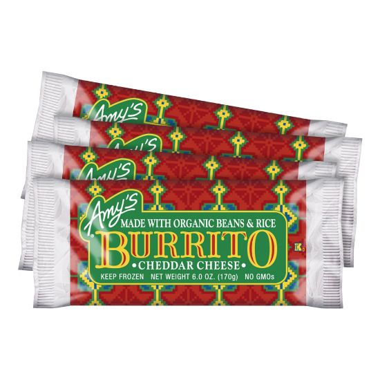 Picture of Amys Cheddar Cheese, Bean And Rice Burritos, 6 Oz, Pack Of 4 Burritos