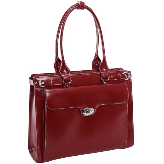 Picture of McKlein Winnetka Italian Leather Briefcase, Red