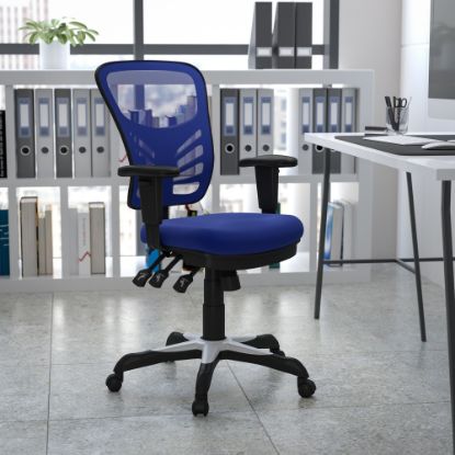 Picture of Flash Furniture Ergonomic Mesh Mid-Back Swivel Task Chair, Blue/Black