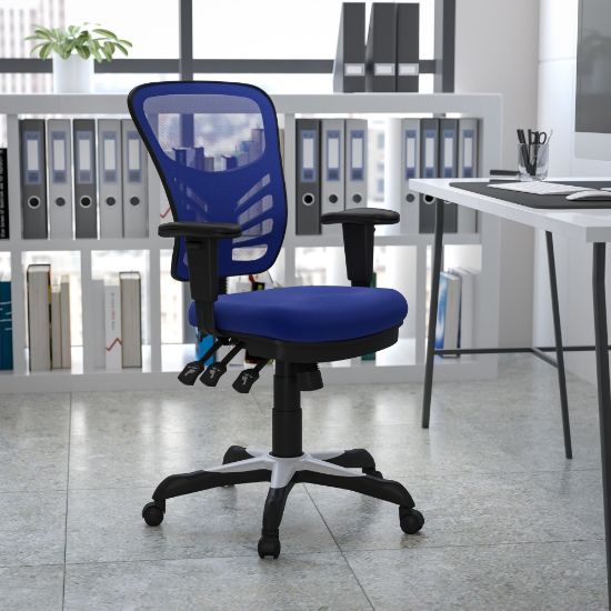 Picture of Flash Furniture Ergonomic Mesh Mid-Back Swivel Task Chair, Blue/Black