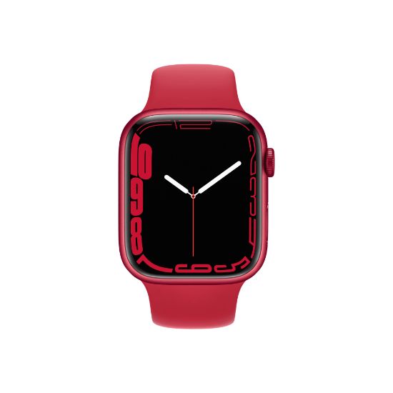 Picture of Apple Watch Series 7 (GPS + Cellular) - (PRODUCT) RED - 45 mm - red aluminum - smart watch with sport band - fluoroelastomer - red - band size: Regular - 32 GB - Wi-Fi, Bluetooth - 4G - 1.37 oz