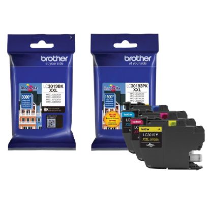 Picture of Brother LC3019 Black; Cyan; Magenta; Yellow Super-High-Yield Ink Cartridges, Pack Of 4, LC3019SET-OD