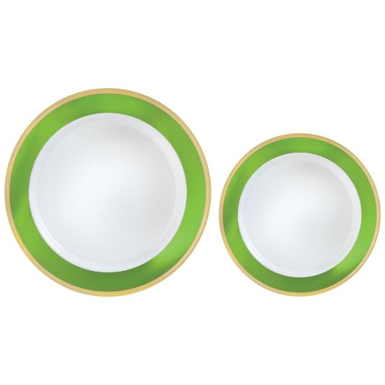 Picture of Amscan Round Hot-Stamped Plastic Bordered Plates, Kiwi Green, Pack Of 20 Plates