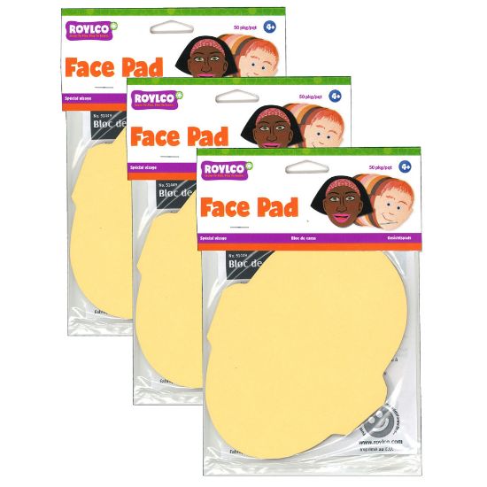 Picture of Roylco Face Pads, 8in x 5in, Assorted Skin Tones, 50 Sheets Per Pad, Set Of 3 Pads