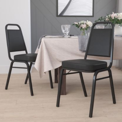 Picture of Flash Furniture HERCULES Series Trapezoidal Back Stacking Banquet Chairs, Black, Pack Of 4 Chairs