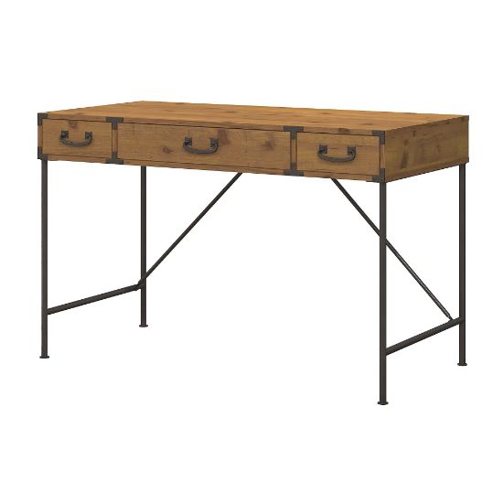 Picture of Kathy Ireland Home by Bush Furniture Ironworks 48inW Writing Desk, Vintage Golden Pine, Standard Delivery