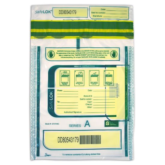 Picture of Control Group Tamper-Evident Deposit Bags, 9in x 12in, Clear, Pack Of 100