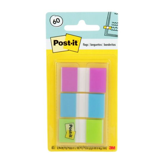 Picture of Post-it Flags, 1in, Assorted Colors, 20 Flags Per Pad, Pack Of 3 Pads