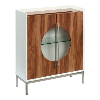 Picture of Sauder Vista Key 31inW Shadowbox Display Storage Cabinet, Pearl Oak/Blaze Acacia