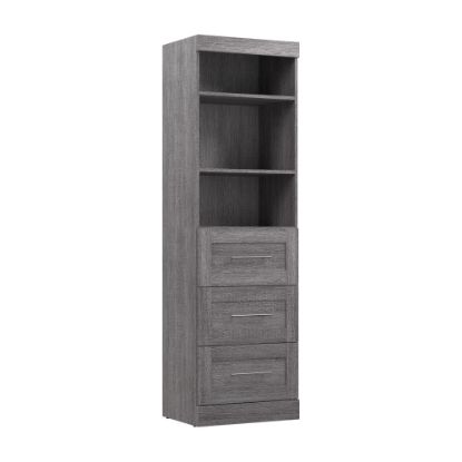 Picture of Bestar Pur 25inW Storage Unit With 3 Drawers, Bark Gray