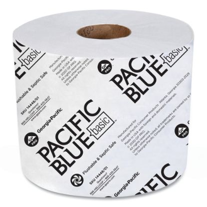 Picture of Georgia-Pacific Pacific Blue High-Capacity Bathroom Tissue, 1-Ply, White, 1,500 Sheets Per Roll, Carton Of 48 Rolls