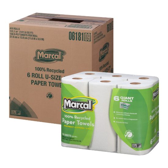 Picture of Marcal Quilted 2-Ply Paper Towels, 140 Sheets Per Roll, Pack Of 24 Rolls