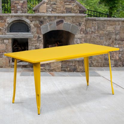 Picture of Flash Furniture Commercial Grade Indoor/Outdoor Metal Table, 29-1/2inH x 31-1/2inW x 63inD, Yellow