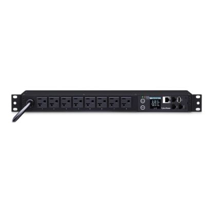 Picture of CyberPower Monitored Series PDU31002 - Power distribution unit (rack-mountable) - AC 100-120 V - Ethernet, serial - input: NEMA 5-20 - output connectors: 8 (8 x NEMA 5-20R) - 1U - 12 ft cord