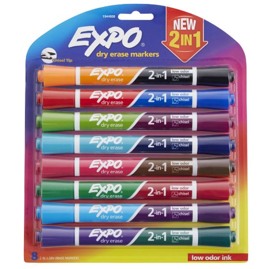 Picture of EXPO 2-in-1 Double-Sided Dry Erase Markers, Pack Of 8